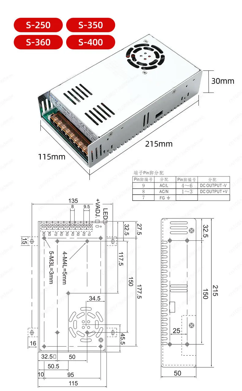 Импульсный источник питания высокой мощности 500w800W1000W1200W1500W2000W 12V24V36V48V