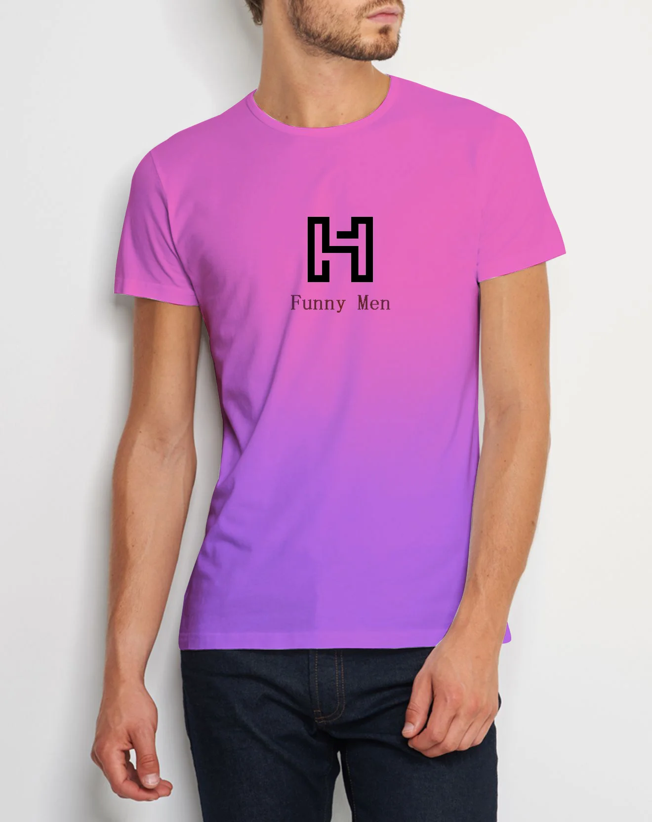 

3D printed T-shirt short sleeved fashionable O-neck top gradient series Youth casual Harajuku slim fitting men's clothing