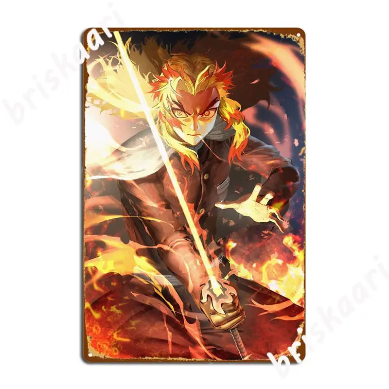 

Металлический знак рассекающий демонов ренгоку, Настенный декор, настенная роспись, персонализированный оловянный знак, плакат