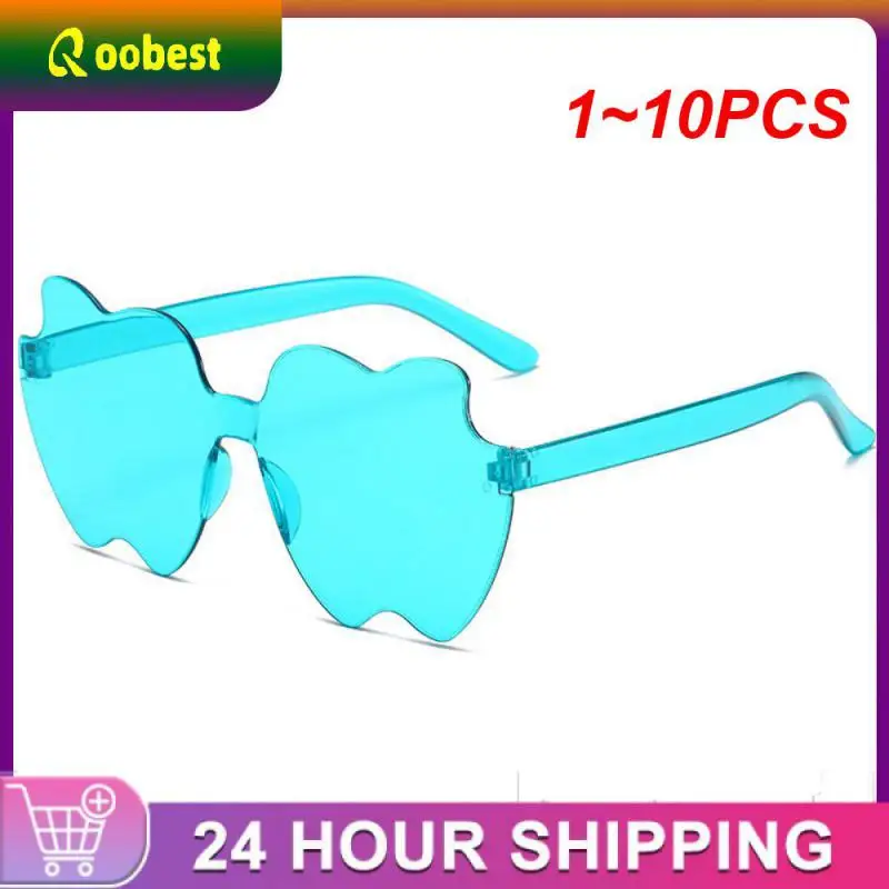 

1~10PCS Outdoor Heart Sunglasses Rimless Sunglasses For Women Heart Shaped Glasses Trendy Transparent Candy Color Eyewear Party