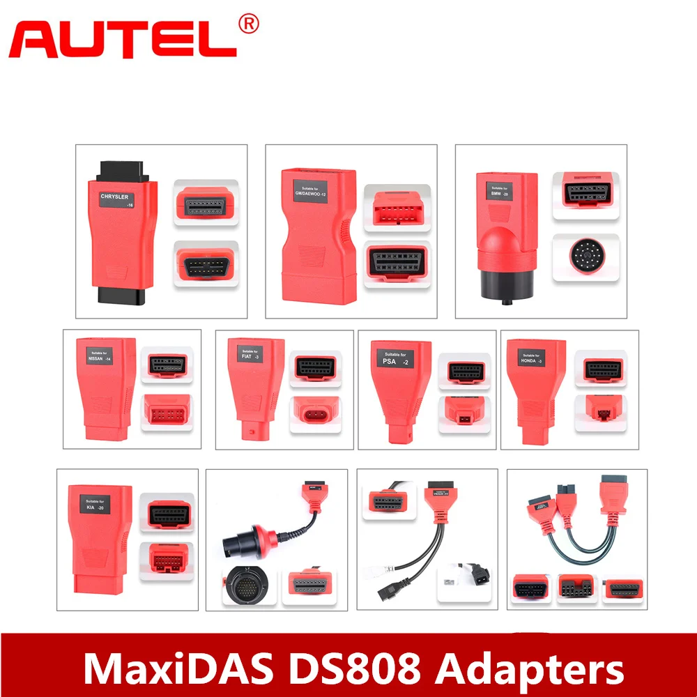 Полный Комплект разъемов Autel maxides DS808/Maxipro MP808, адаптеры OBD1, адаптеры Autel DS808 MP808 OBDI