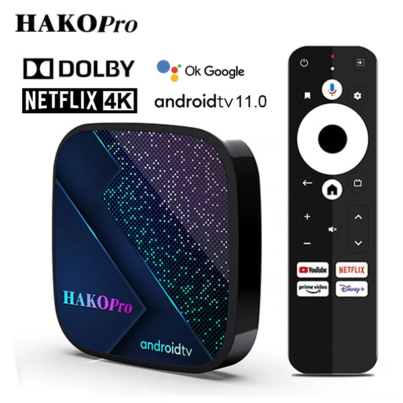 

HAKO PRO Smart TV Box Android 11 S905Y4 Google Certification Amlogic 2.4G 5G Wifi BT5.0 4K HDR Media Player DDR4 4G Top Box IPTV