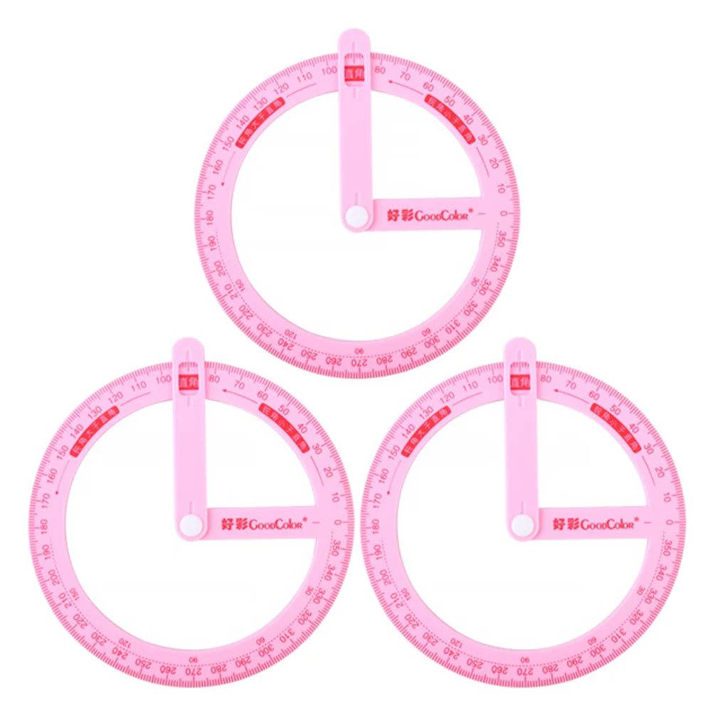 

3Pcs Protractor 360 Degree Protractors School Supplies Teaching AIDS Plastic Protractor for Gift Pupils