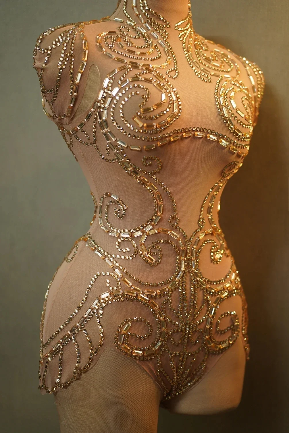 Новое боди со стразами для танцев на пилоне одежда выступлений вечерние наряд