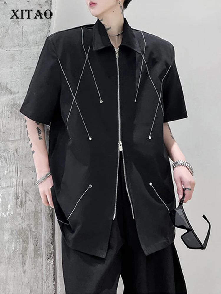 

XITAO Solid Patchwork Shirt Women Korea 2022 Summer New Personality Fashion Loose Turn-down Collar Short Sleeve Dress WLD8052