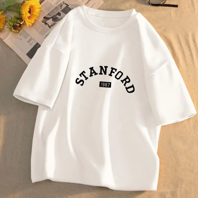 

Футболка женская хлопковая с коротким рукавом, в японском стиле