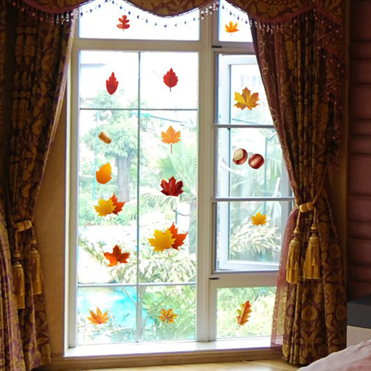

6 Sheets Maple Window Sticker Fall Window Decor Fall Leaves Window Clings Autumn Leaves Stickers Maple Decor
