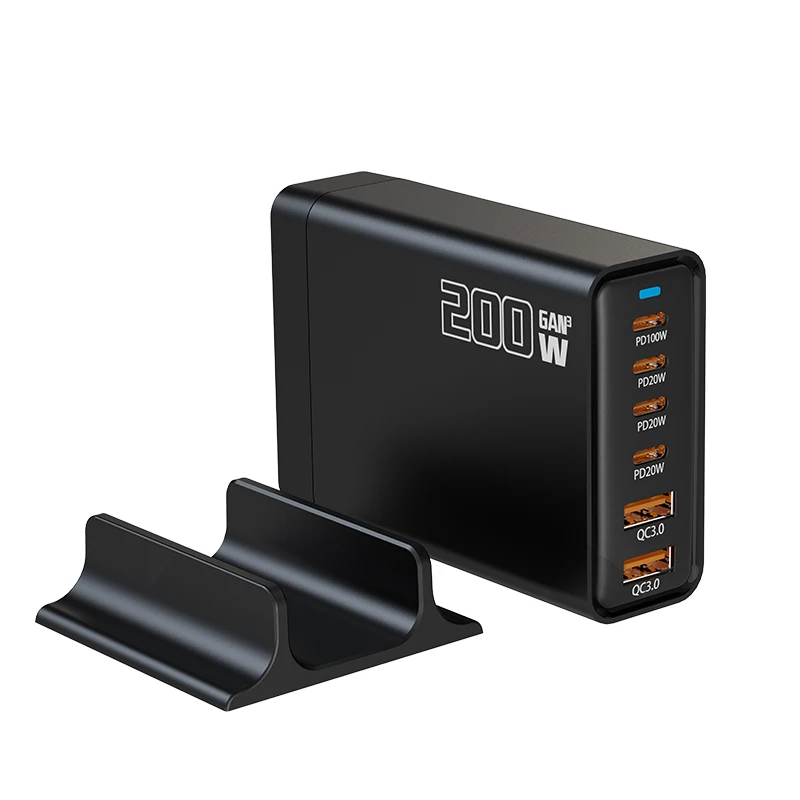 Настольная многопортовая зарядная станция из нитрида галлия 200 Вт