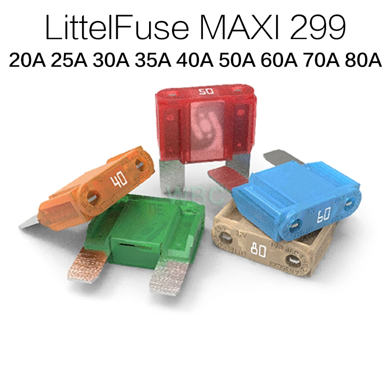 

1 шт. Littelfuse MAXI 299 Series 20A 25A 35A 40A 50A 60A 70A 80A 32V, страховая вилка большого размера, вставка, автоматический предохранитель, лезвие предохранителя