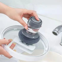 multifunctional pressing cleaning brush built in liquid storage tank kitchen dishwashing pot brush toilet brush kitchen tools