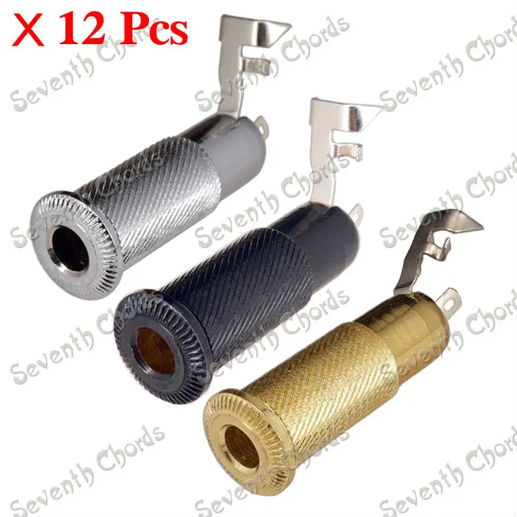 

12 Pcs Brass Knurled Cylinder Bass Guitar Jack Output Input Plug Socket / Guitar Pickup jack - 3 Colors for choose