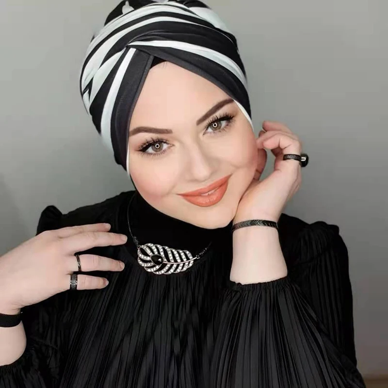 Фото тюрбан женский мусульманский исламские товары Abayas Рамадан исламский модный шифоновый женский хиджаб шарф мгновенная Роскошная вискоза сд... №4