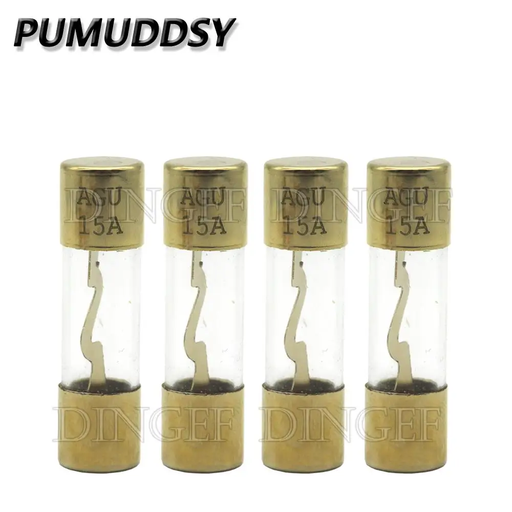 Предохранитель Усилителя Автомобиля AGU С Позолоченным Стеклом 10A-100A 10x38 Мм Защита