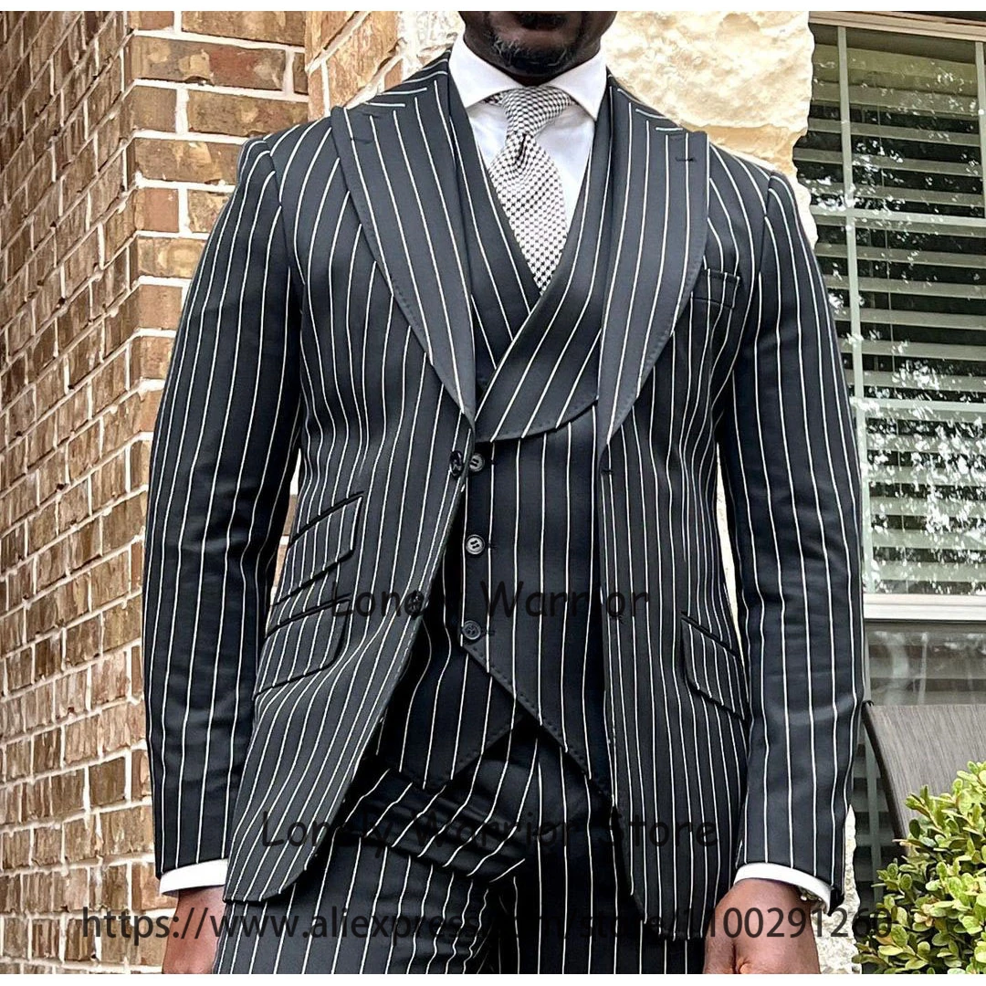 Slim Fit Formal Business Blazer Wedding Groom Tuxedo 3 Piece Set Jacket Vest Pants Costume Homme
