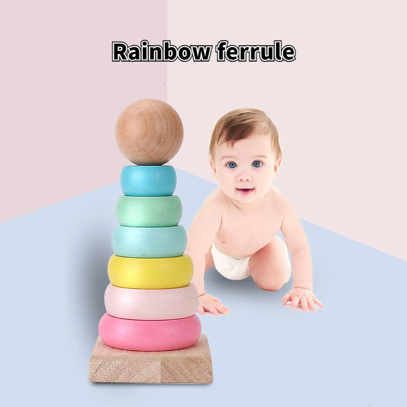 

Wooden Rainbow Folding Circle Early Education Puzzle Development Intelligence Building Block Toys for Children