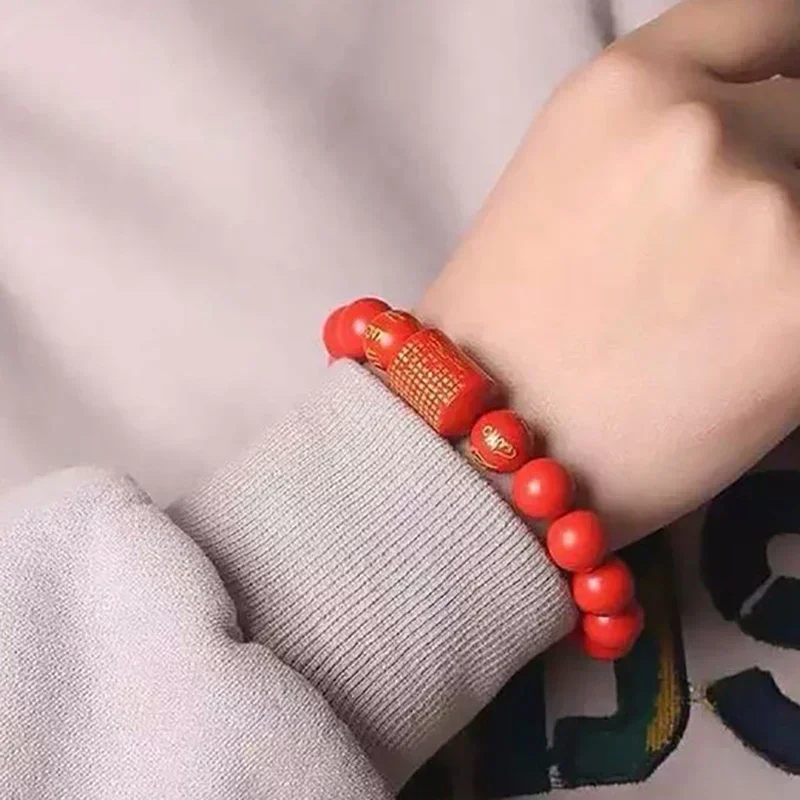 Оптовая продажа красные бриллиантовые браслеты 10 мм бусины с шестью словами