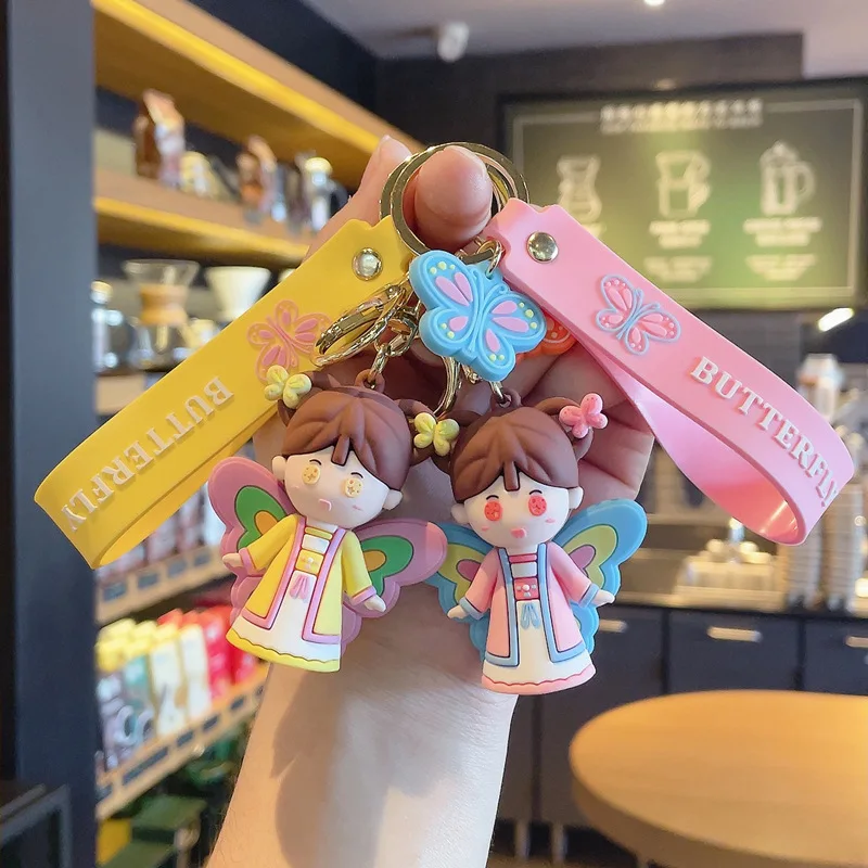 

Cute Cartoon Butterfly Fairy Keychain Doll Toy Keyring Fashion Couple Bag Charm Holder Ornament Key Chain Car Pendant Gift