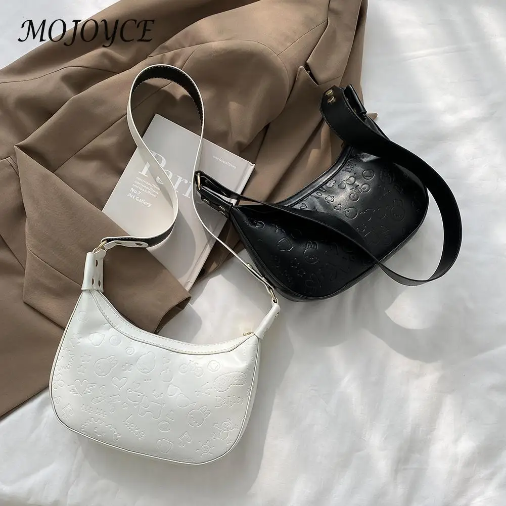 

Women Fashion Cartoon Embossing Hobos Handbag Retro PU Leather Mini Shoulder Bag Casual Crossbody Messenger Bag