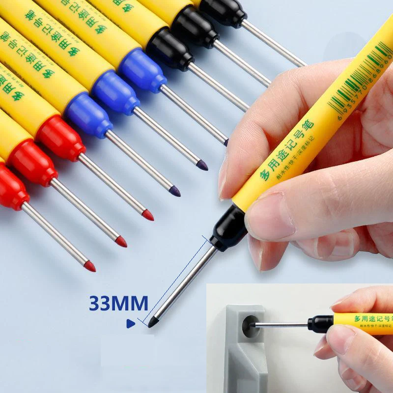 Pen Waterproof Oily Permanent Bathroom Woodworking Long Head Marker Pens Red/black/blue Ink Deep Hole Pens