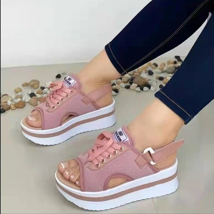 

Сандалии женские летние на платформе, повседневные спортивные дышащие пляжные босоножки, большой размер 35-43, 2022