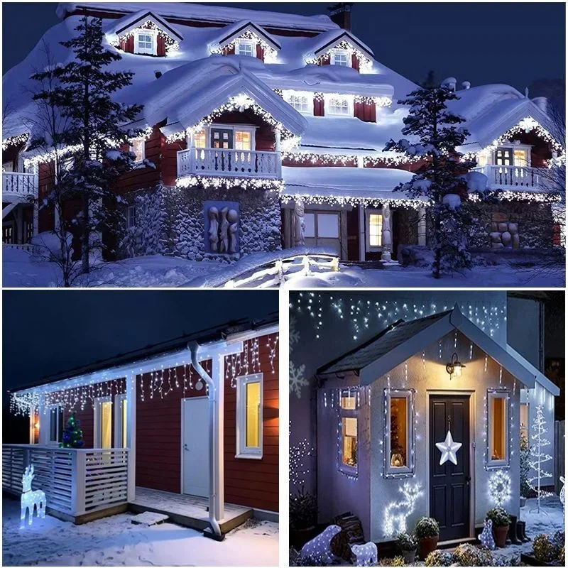 Рождественская Гирлянда-водопад Уличное Украшение Длина 4 М Подвесная