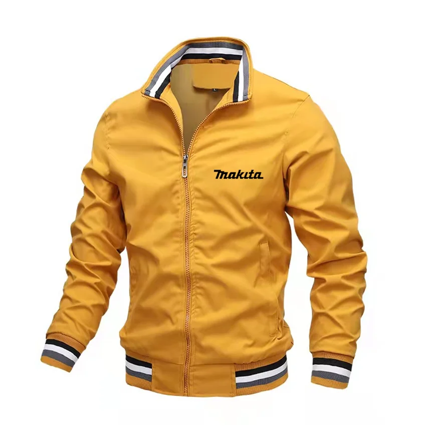 

2023 Makita Logo Apparel, авиаторская куртка с воротником-стойкой, мужская повседневная приталенная бейсбольная куртка, последняя модная весенняя куртка высокого качества