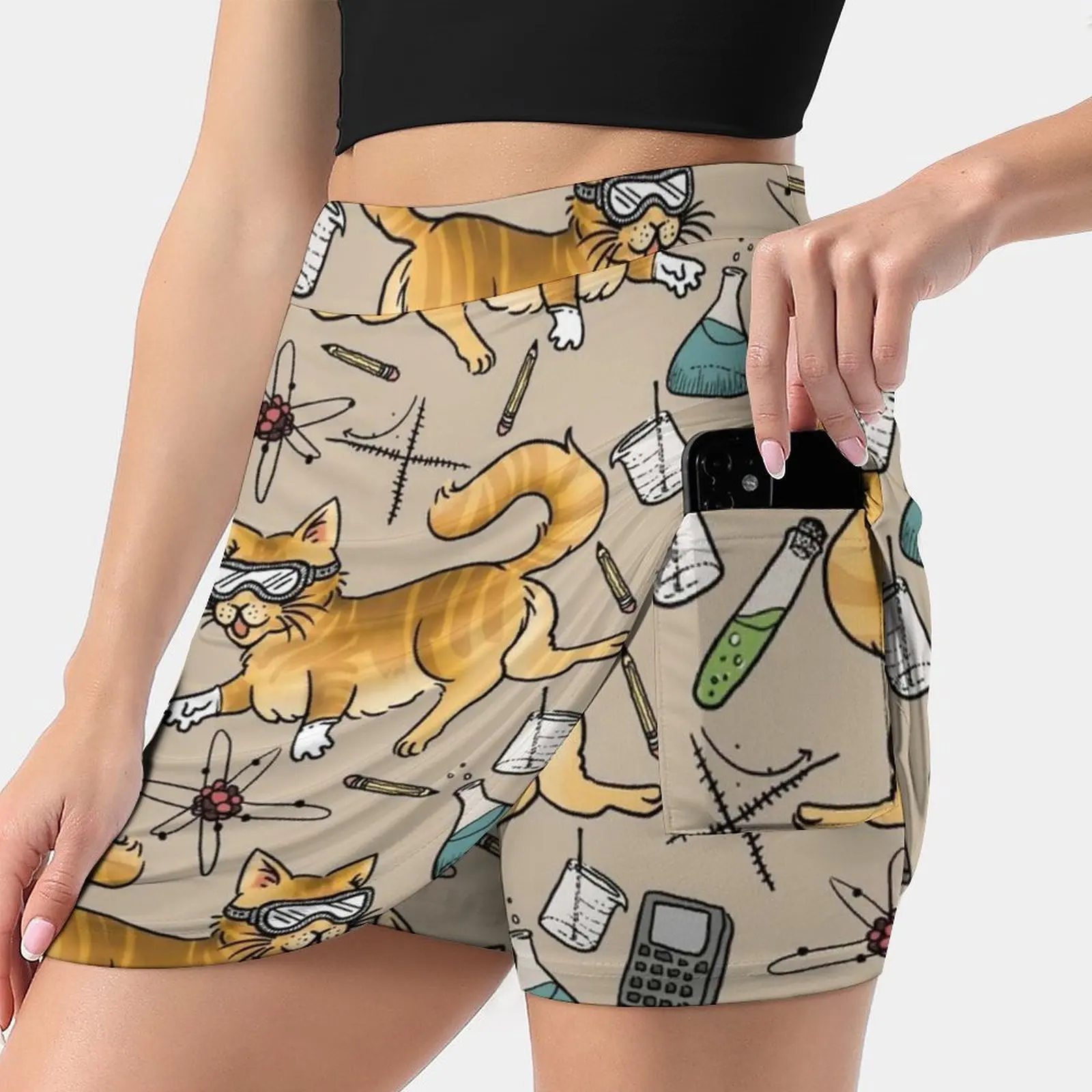 Stem Cats Women's skirt With Pocket Vintage Skirt Printing A Line Skirts Summer Clothes Science Technology Math Chemistry