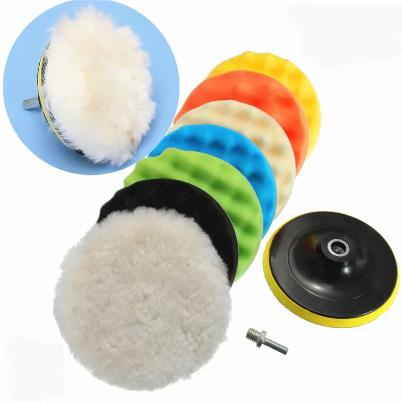 

8Pcs 6 inch Car Polishing With Drill Adapter Polisher Pad Buffing Waxing Adhesive Tool Polishing Buffing Pad Kit For