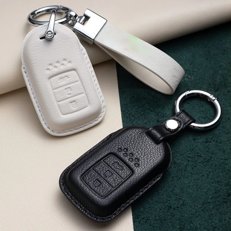 

Top Layer Leather Car Key Case Cover Fob For Honda Civic HRV CRV XRV Crider City Odyssey Pilot Fit Accord Lucky Vezel Jazz BRV