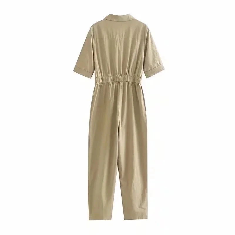 Dave&Di Fashion Loose Casual Cotton Linen Trousers Jumpsuits Cargo Jumpsuits Women Vintage Pockets