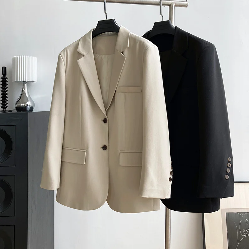 

Design sense oblique button blazer jacket women's 2022 spring autumn new Korean style casual silhouette suit jacket top femme