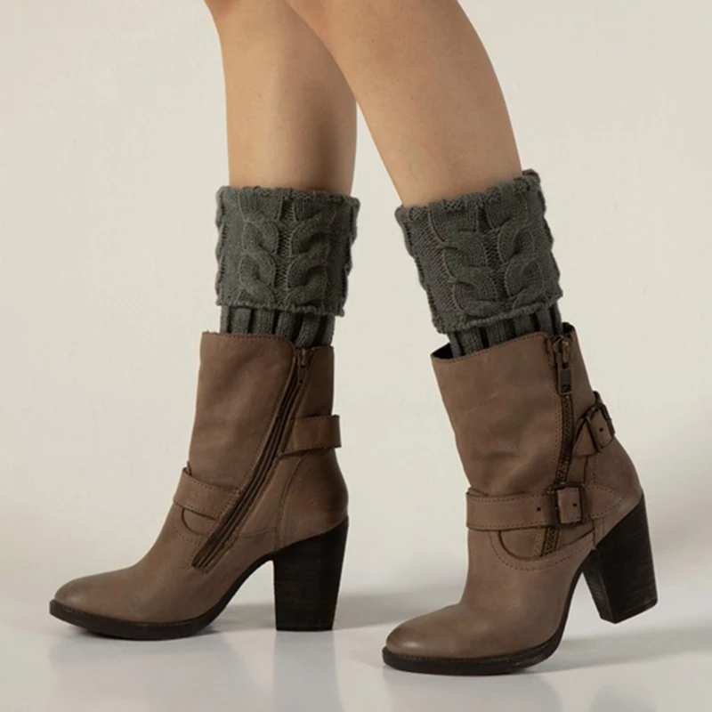 

European And American Girls Knitting Fried Dough Twist Leg Cover Fashion Simple Solid Color Boot Cover Winter Warm Sock Sleeves