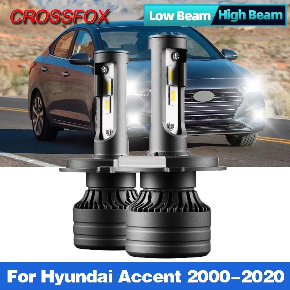 

2Pcs H4 Turbo Led Lamp Car Headlight Bulbs Canbus Auto Lights 30000LM 3570 CSP 6000K White For Hyundai Accent 2000-2020