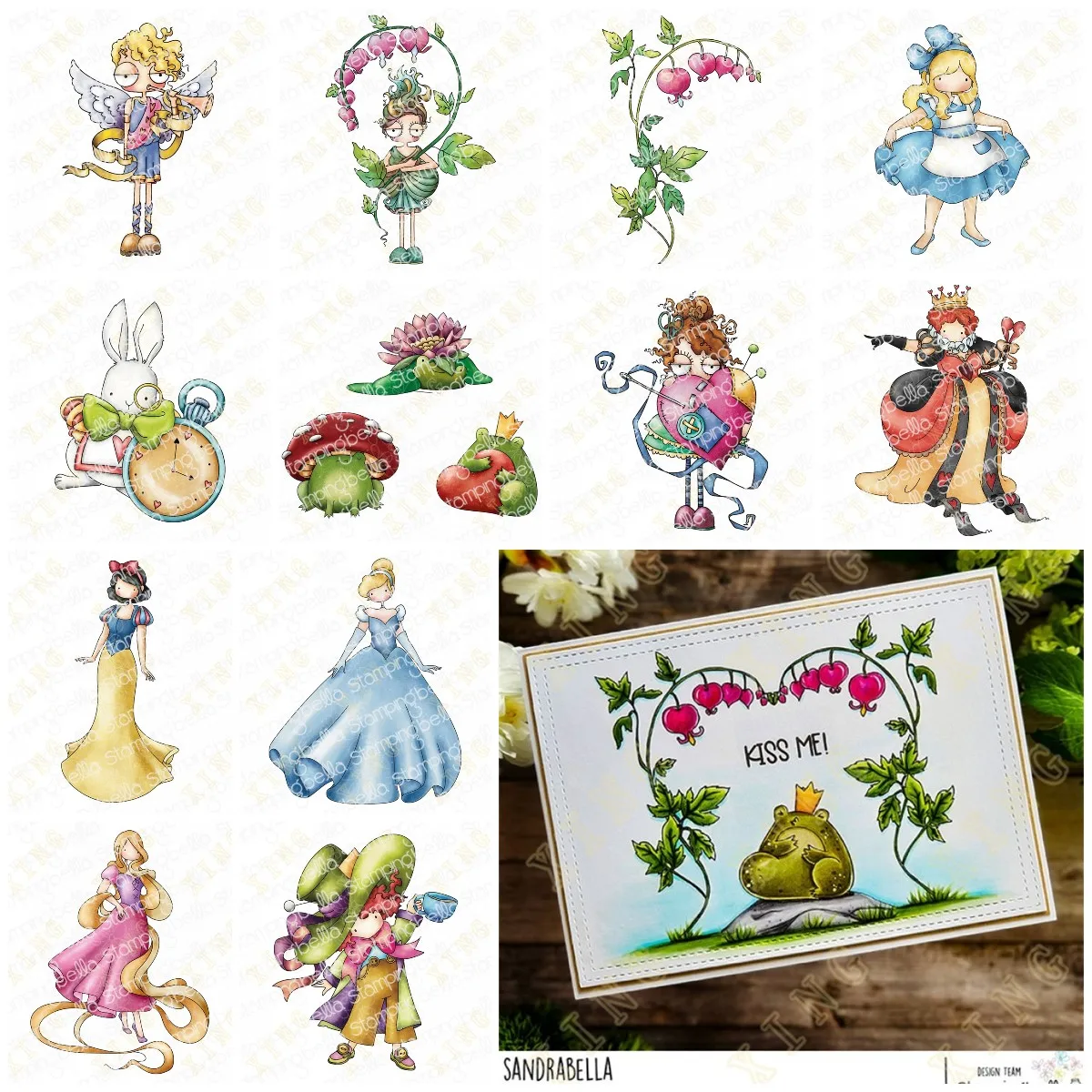 

Princess Sentiment Frogs Flowers Clear Stamps and Metal Cutting Dies for DIY Craft Making Greeting Card Scrapbooking Decoration