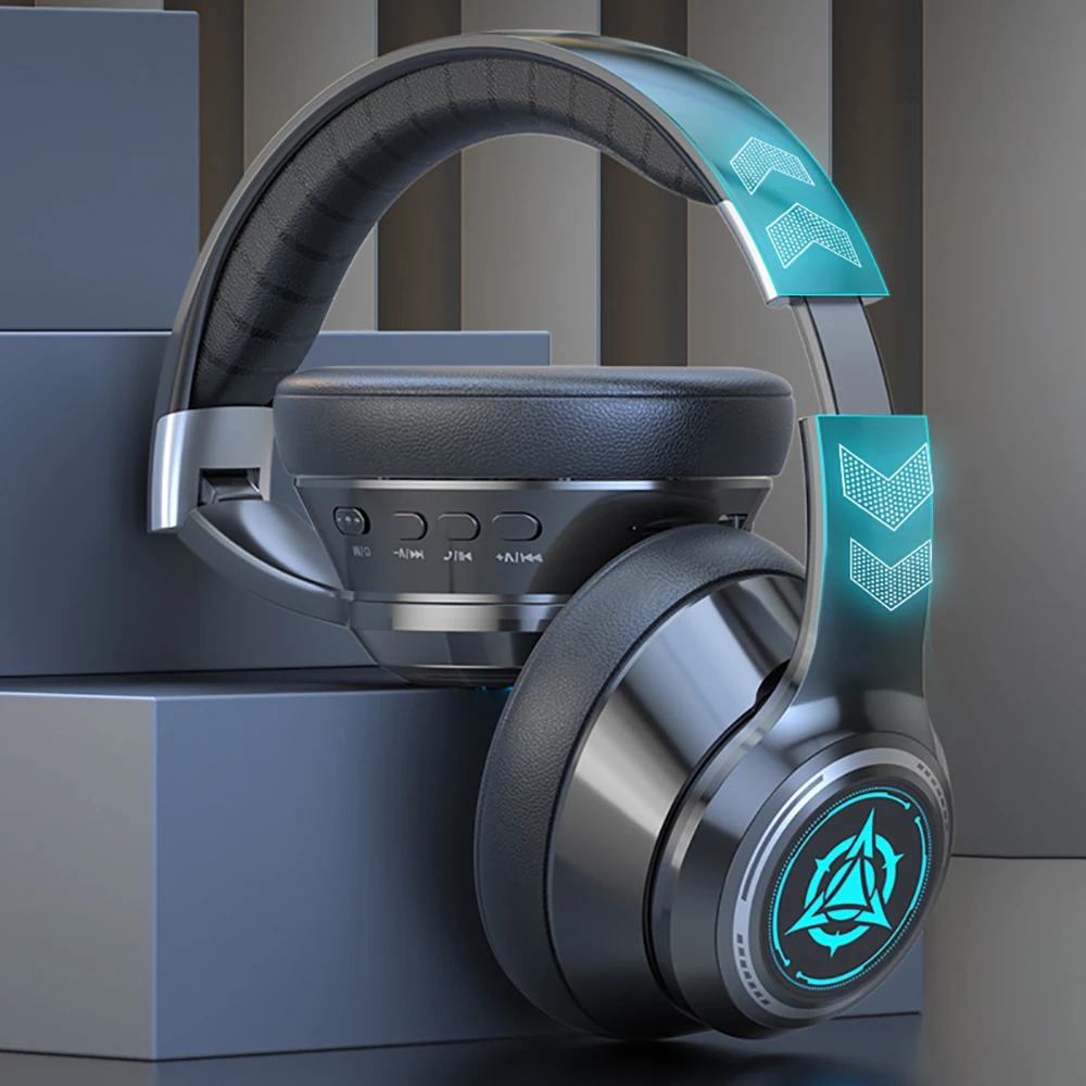 Фото Беспроводные наушники Bluetooth 5.2 с шумоподавлением Mega Bass Накладные компьютерные беспроводные наушники Сменные наушники с картой №1