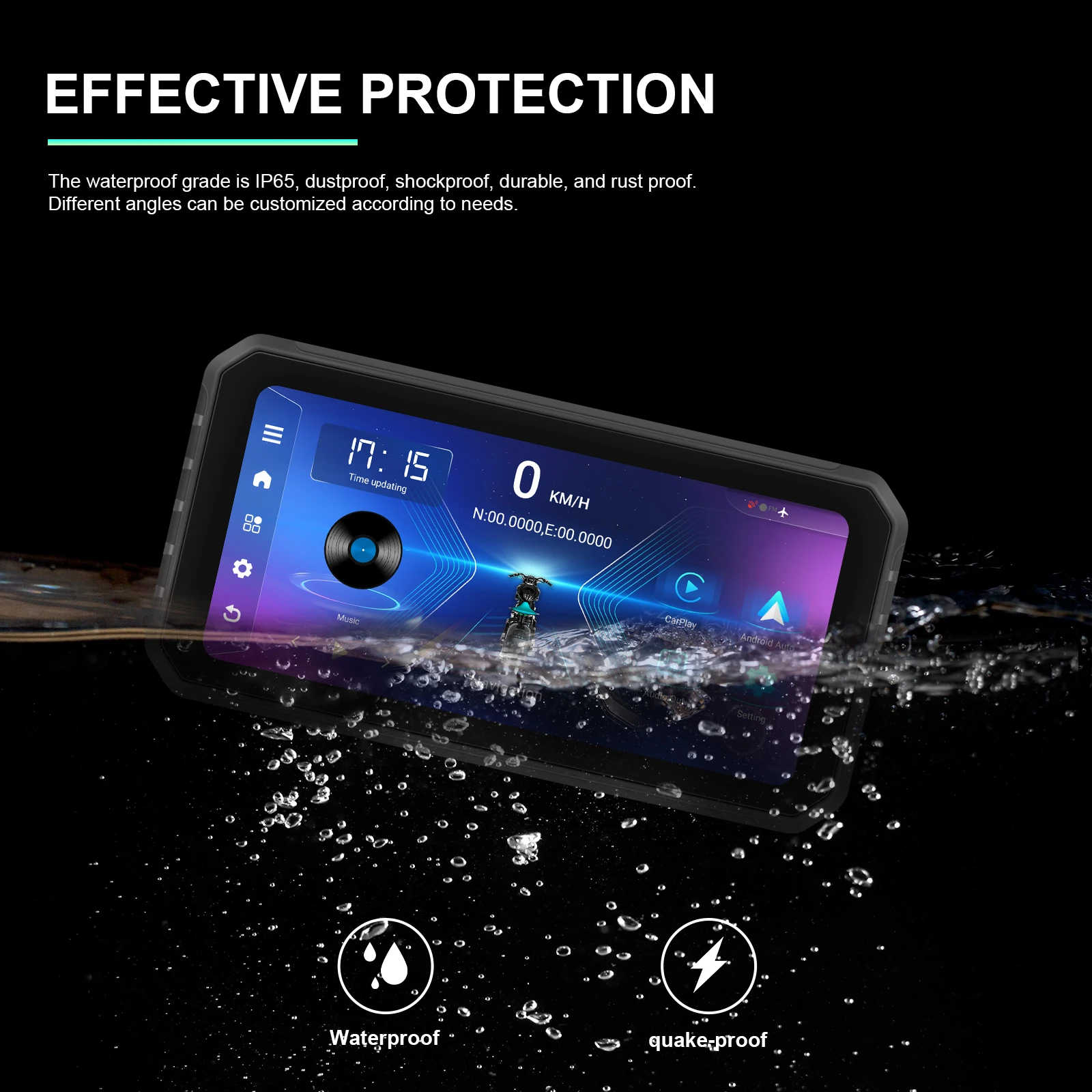 Podofo 2 + 32G Android 6 ''монитор мотоцикла Carplay Авто портативный смарт-плеер IP65