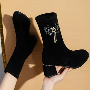 Women Boots Square Heel Short Boots Boots for Women Booties Fashion with Buckle Womens Boots Low Heel Brace Boot for Women