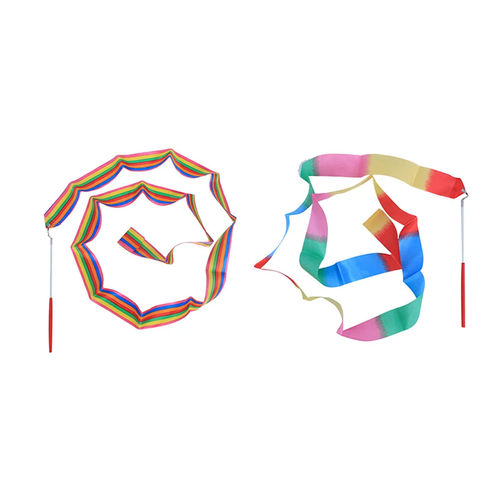 

2pcs Ribbon Colorful 4 Meters Rhythmic Lightweight Gymnastics Ribbon Silk Ribbon Twirling for Adults
