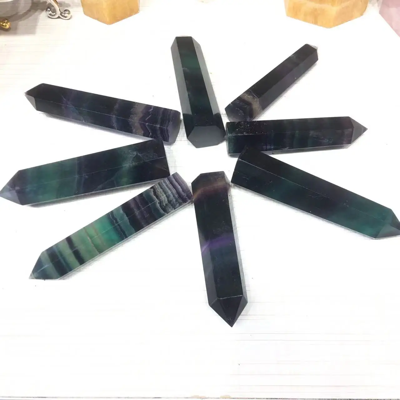 Натуральные красочные флюоритовая палочка точечные украшения кварцевые