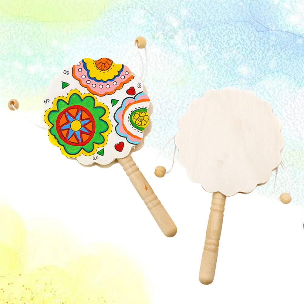 

2PC Wooden Color Painting Kid Drum Pellet Drum A Drum-shape for