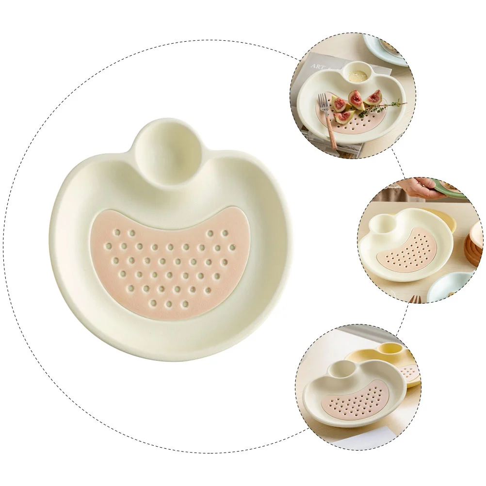 

Compartment Dumpling Plate Sushi Kitchen Dessert Trays Ceramic Dish Children Divided 2 Tier Dinner Chip Dip Serving Set Porous