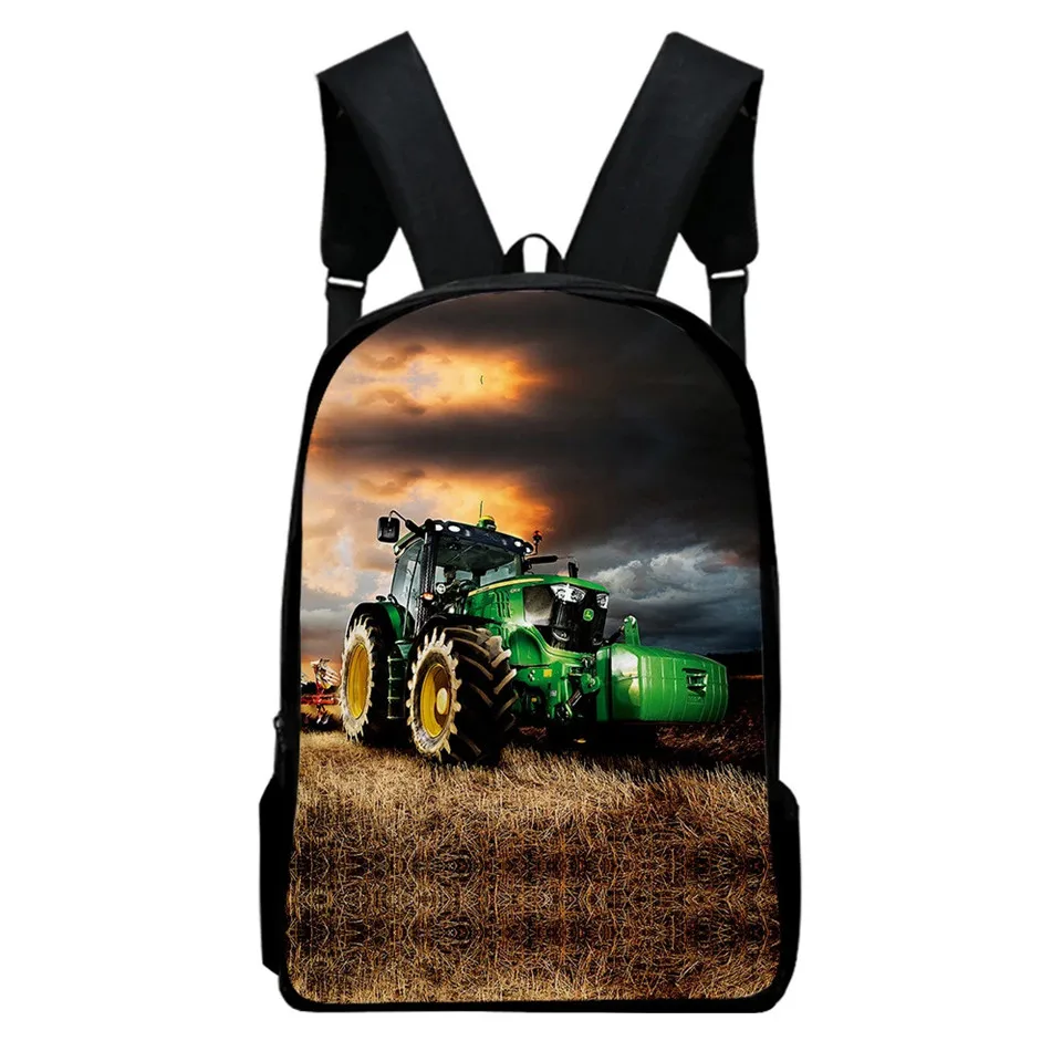 

High Quality Tractor Pattern Backpack Set Teenagers Boys Girls Toddler Cartoon Kid School Book Bags Men Women Rock Mochila Bolsa