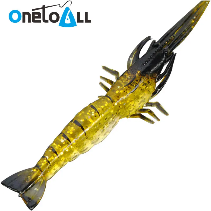 

OnetoAll 9cm 3.8g Soft Lures Plastic Luminous Soft Fishing Bait Topwater Floating Shrimp Shape Swimbait Bass Carp Jig Tackle