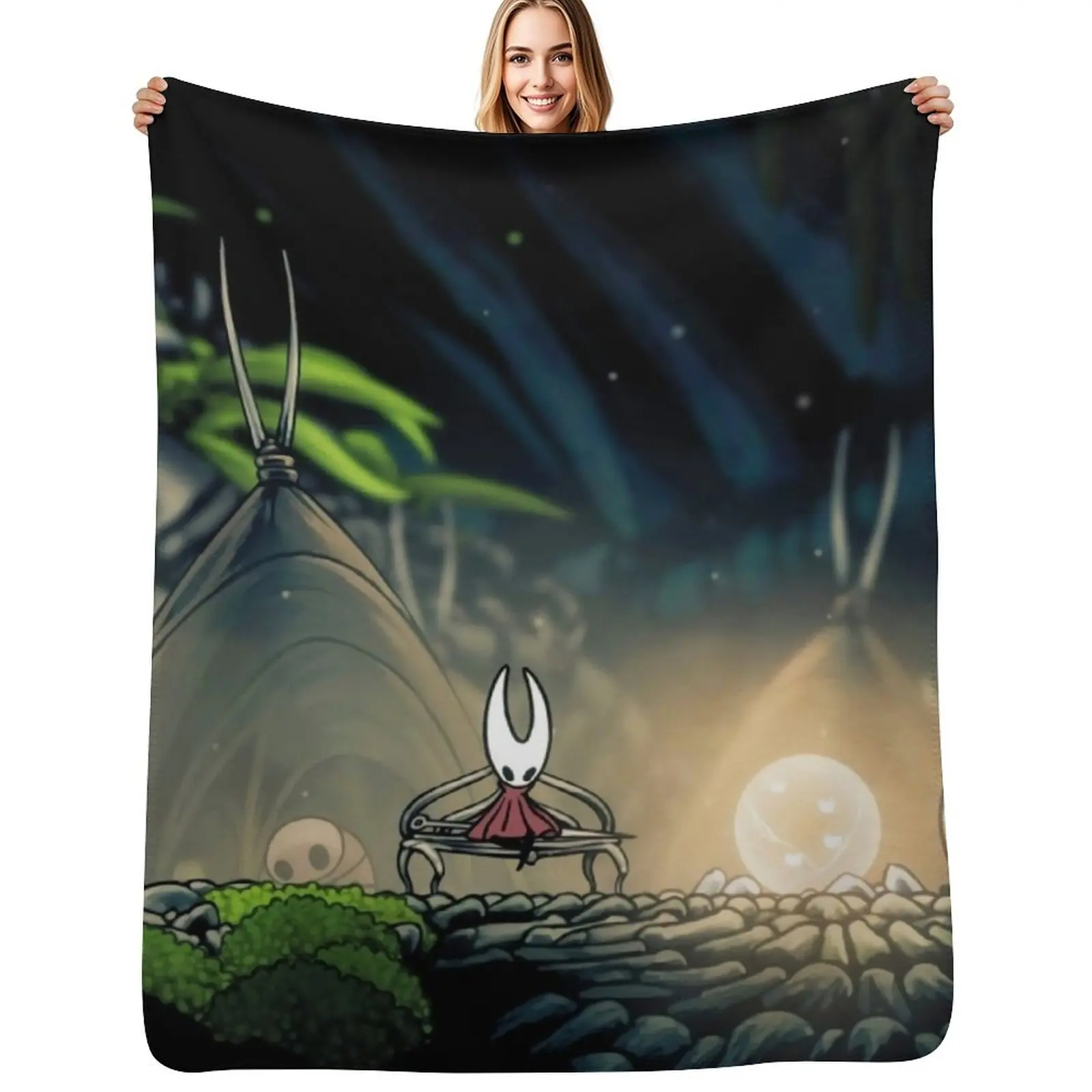 Фото Плед Hollow Knight Bench Rest, пушистый, модный, для диванов, для путешествий, летний, мягкий, большой, теплый. №1