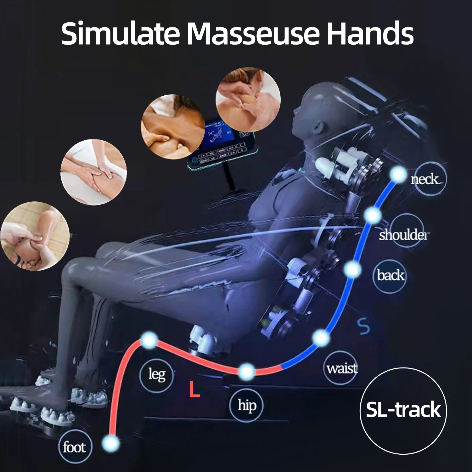 4D массажное кресло с нулевой гравитацией и подогревом офисное для шиацу