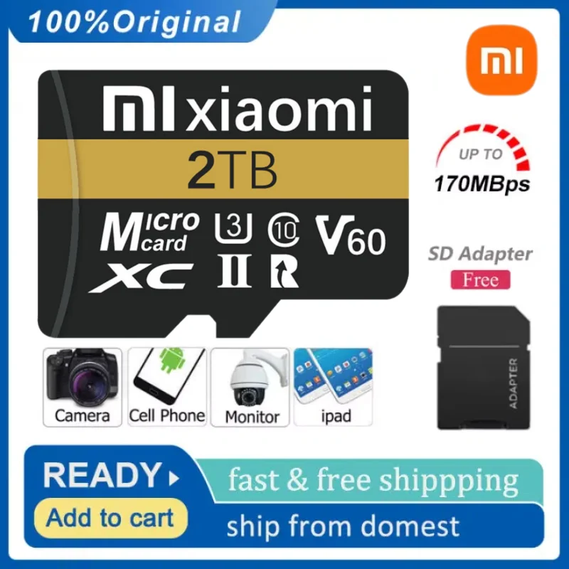 Оригинальная карта памяти Xiaomi 2 ТБ 1 UHS-I A2 V30 U3 128 ГБ 256 Micro TF SD-карта 512