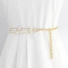 Жемчужный Тонкий длинный ремень для женщин, элегантные золотые металлические цепочки, ремни для тела, Декор, регулируемые женские поясные ремни