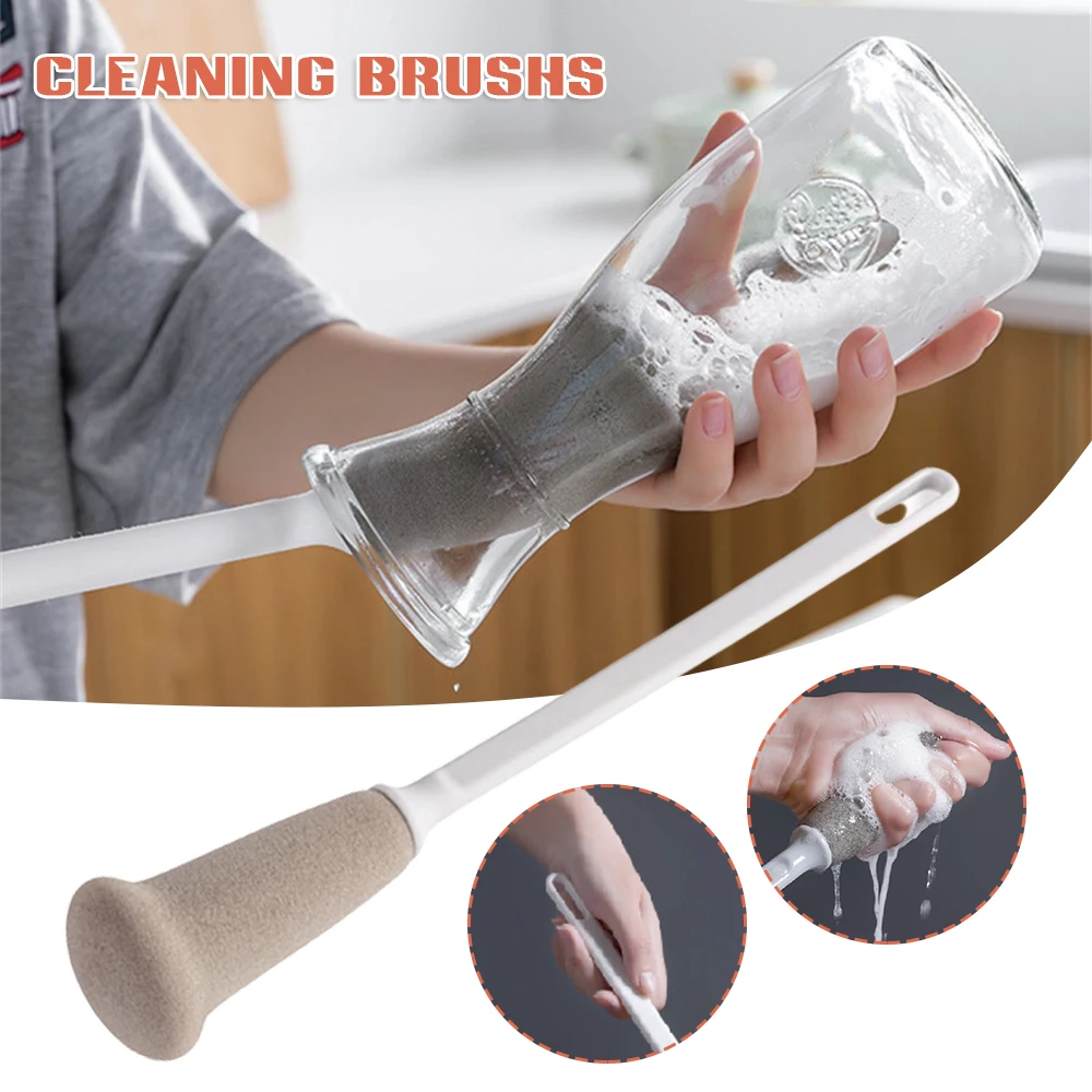 

Cleaning Brush Long Handle Soft Sponge 360Degree Cup Milk Bottle Beer Jug Thermos Wine Glasses Cleaning Brush Home Cleaning Tool