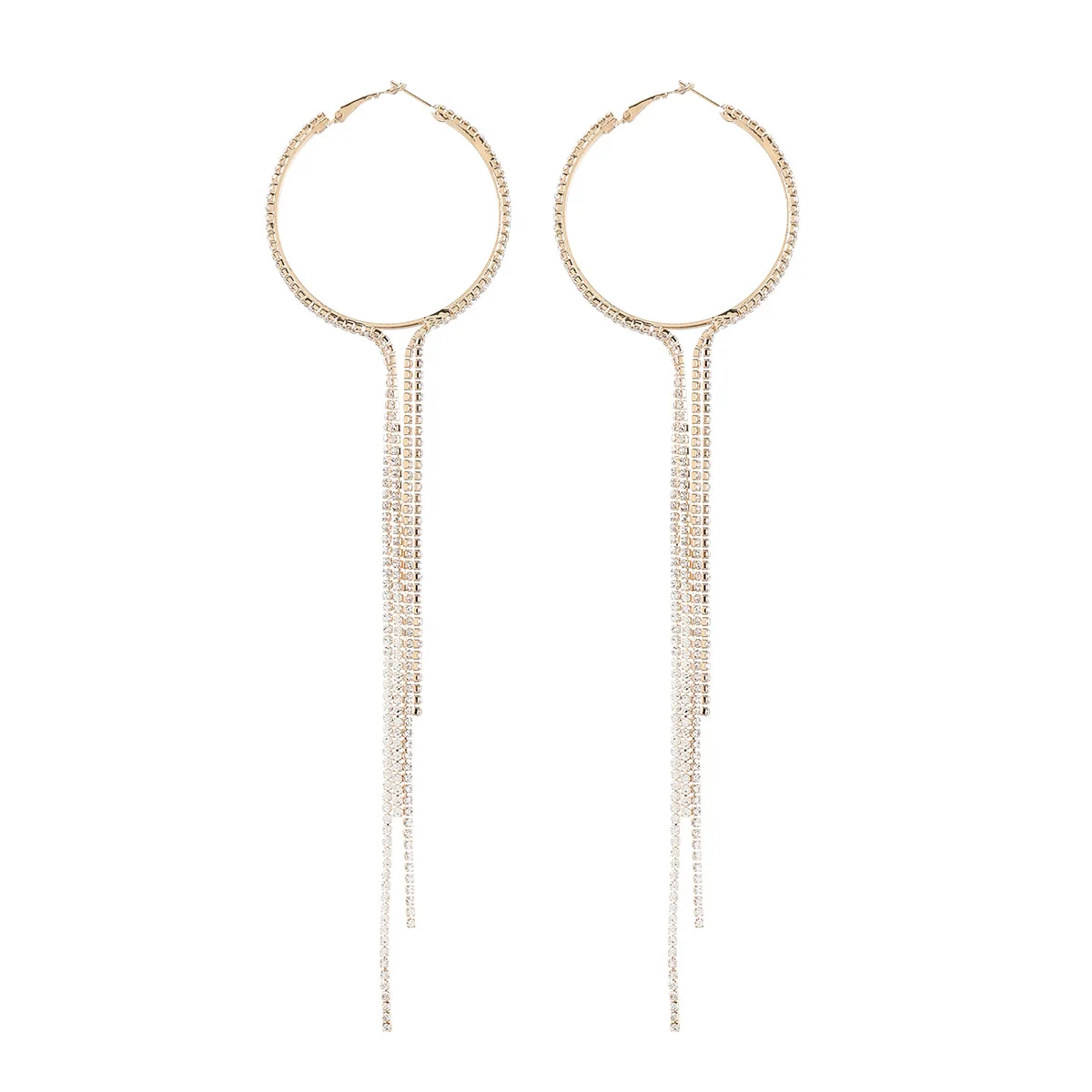 

Модный дизайн, набор из сплава с бриллиантами, круглые длинные серьги с кисточками для женщин, корейский тренд, супер сказочные серьги