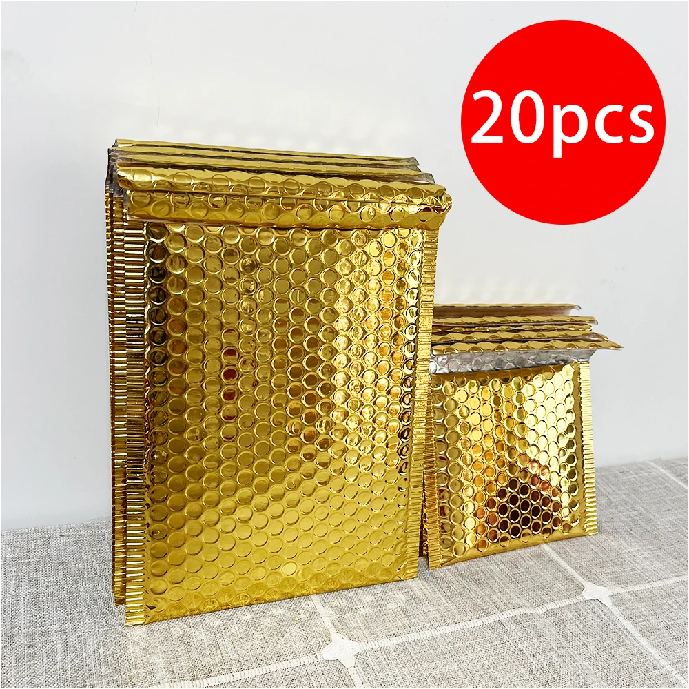 20/bubble Bag Bright Gold Packaging Items Must Be Waterproof Bubble Strong Glue Protection Logistics Express Transportation